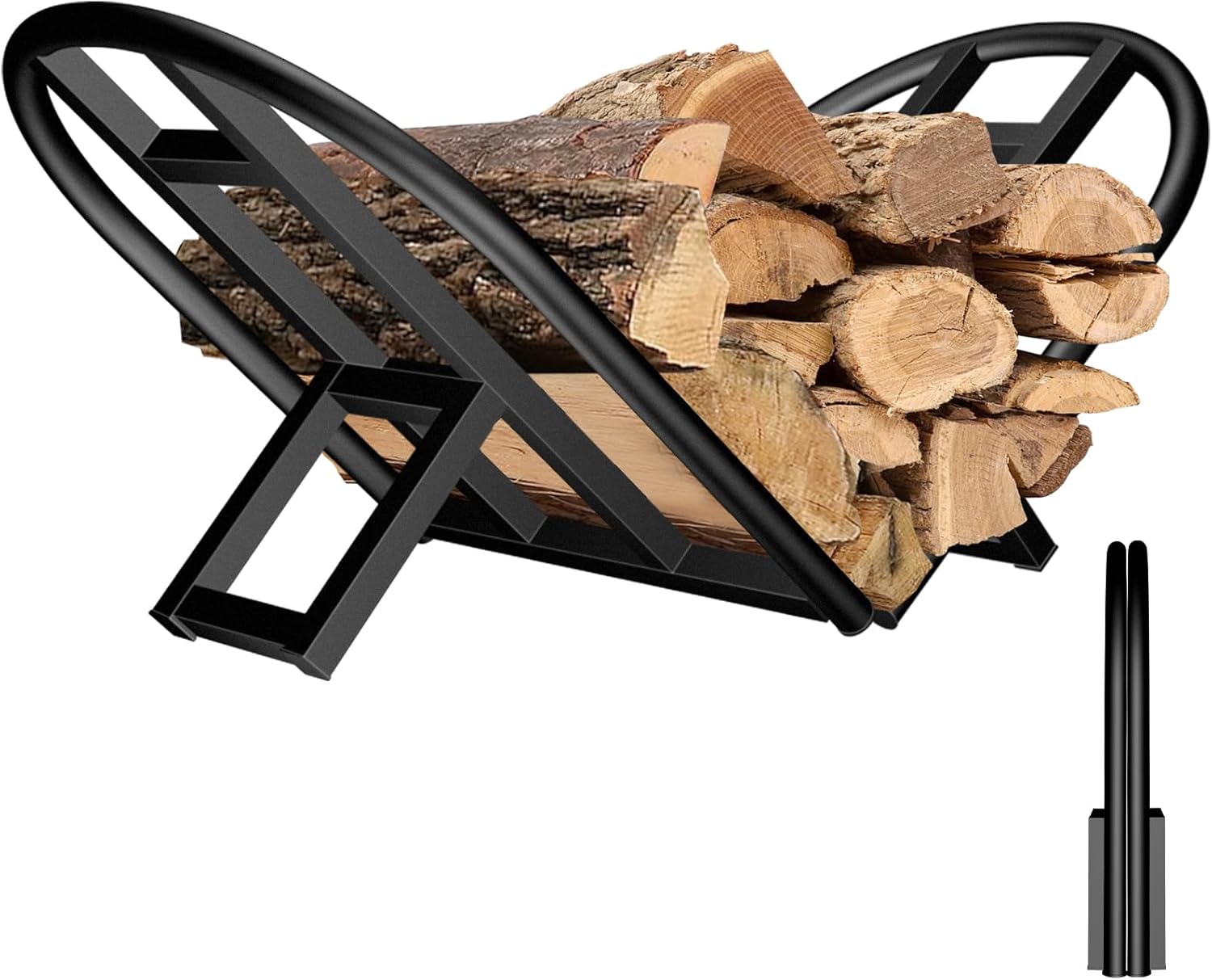 Foldable Metal Firewood Rack Indoor Outdoor Holder