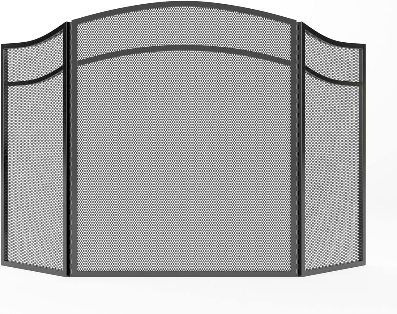 3 Panel Fireplace Screen Arch Frame Black 48x29