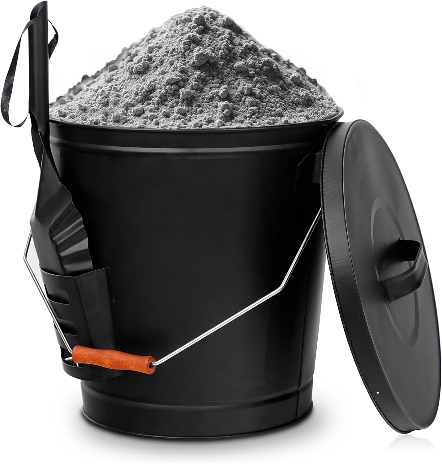 Galvanized Ash Bucket with Lid and Shovel 5.15 Gallon