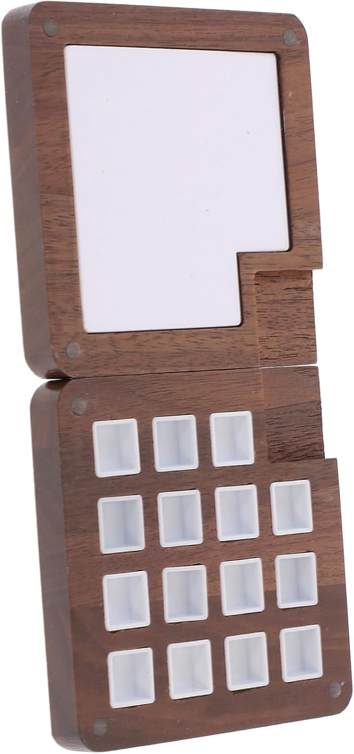 Handmade Wooden Watercolor Paint Mixing Palette Box 15 Grid