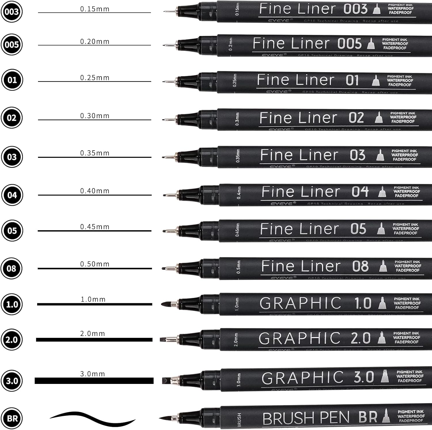 12 Archival Pen Waterproof Ink Set Artist Supplies