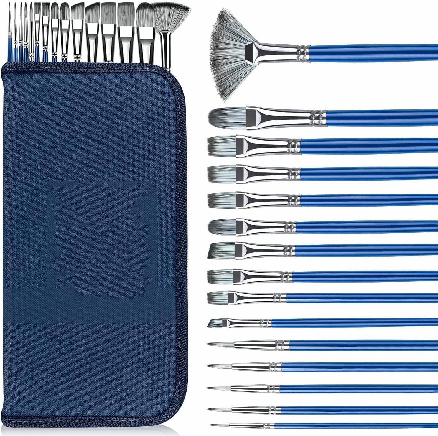 Artist Paint Brushes-Nylon Hair and 15 Different Sizes for Acrylic Painting