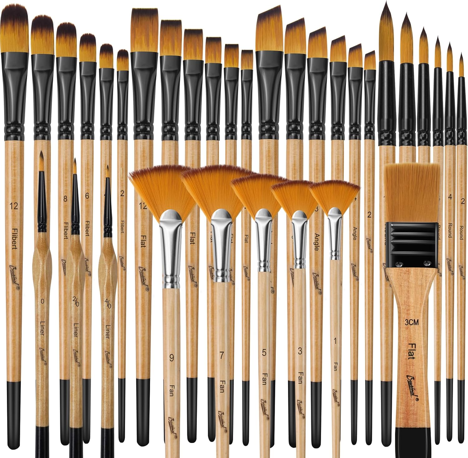 33-Piece Artist Paint Brush Set for Acrylic Oil Watercolor Gouache