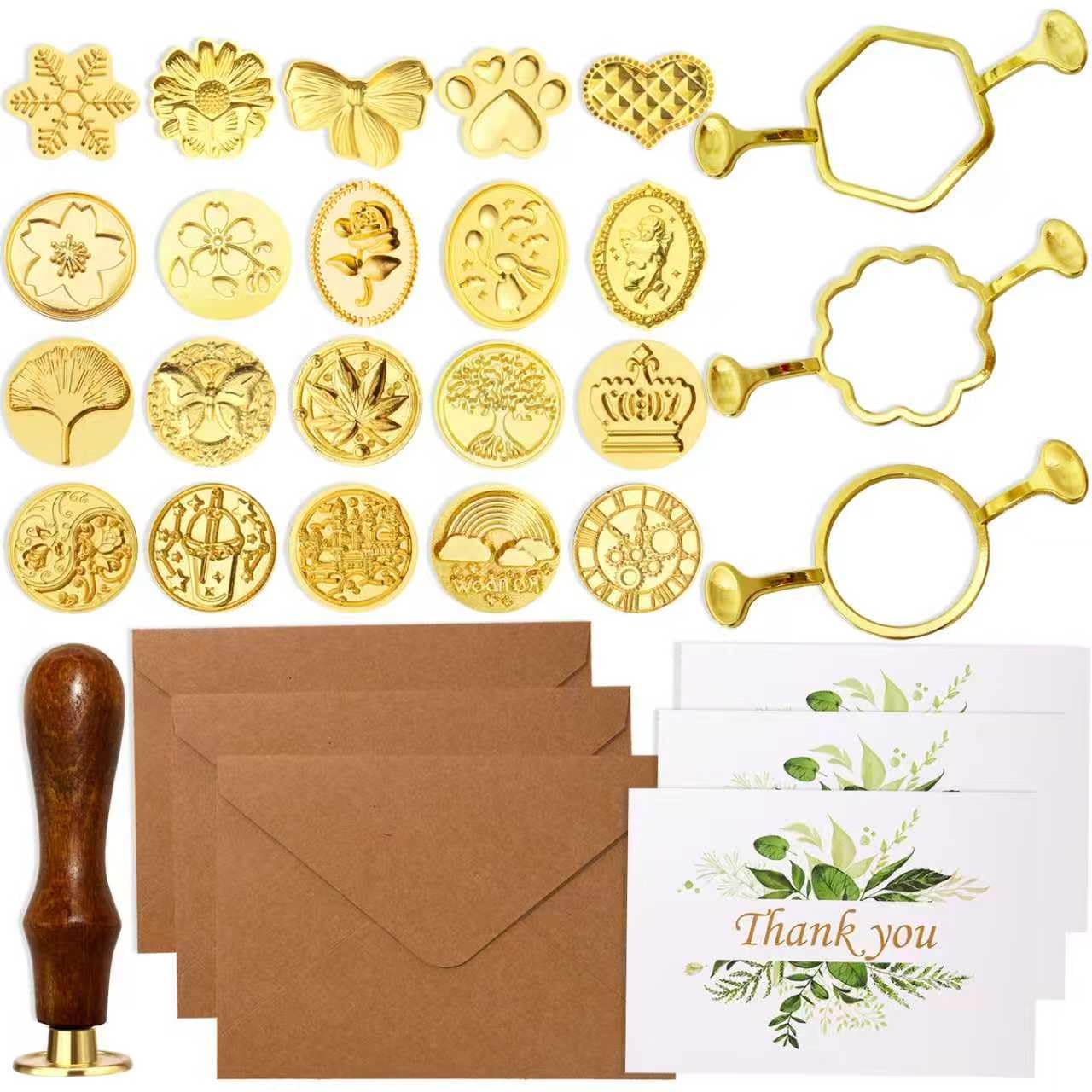 30PC Wax Seal Stamp Kit with Molds and Envelopes