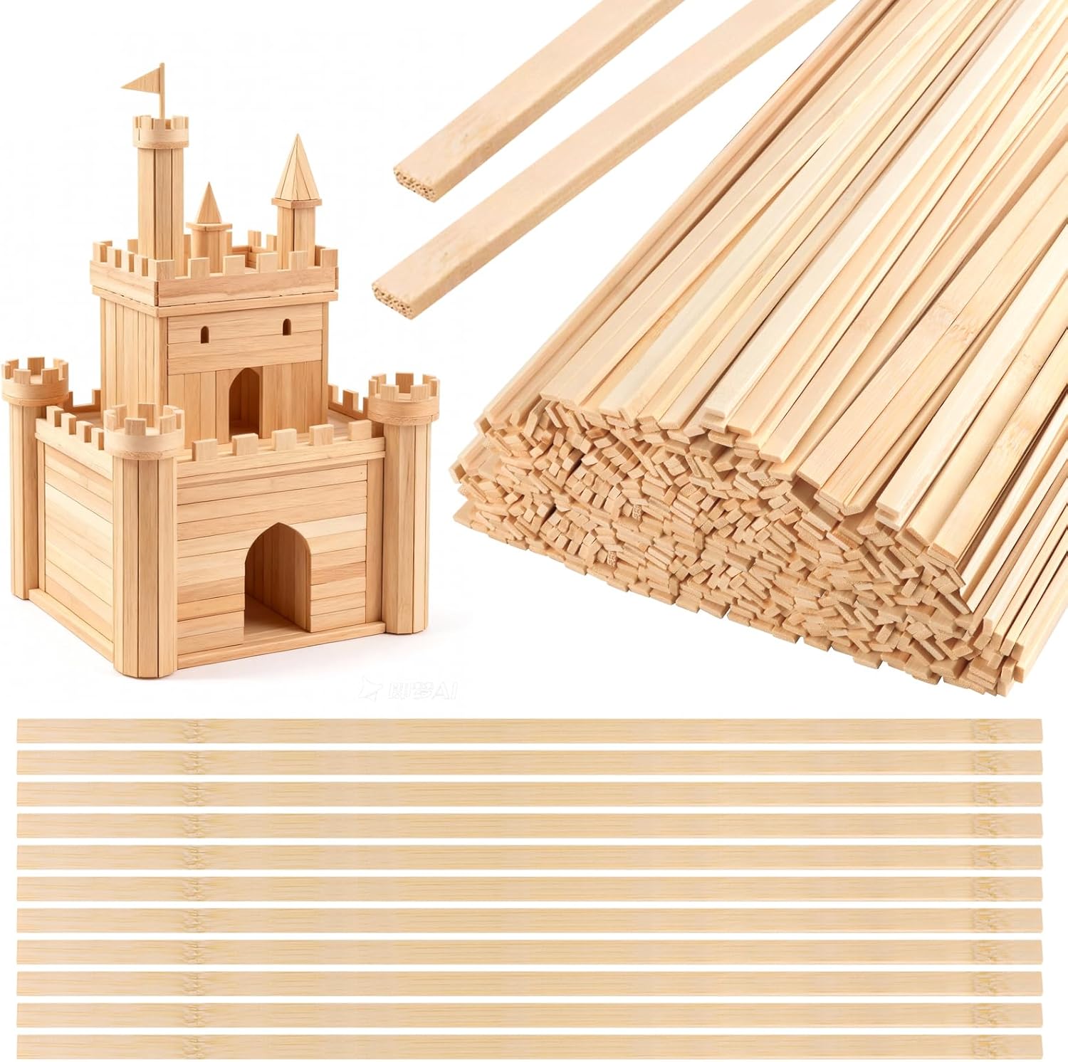 Extra Long Natural Bamboo Craft Sticks 200 Pieces