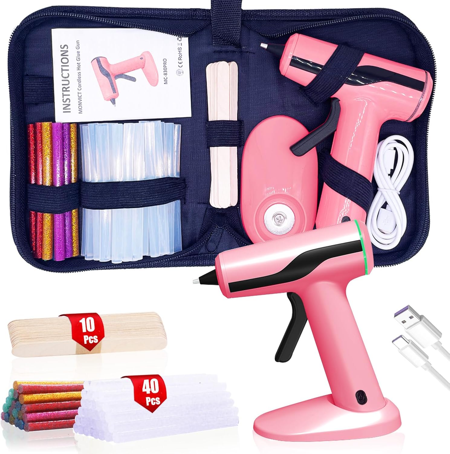 Cordless Rechargeable Mini Hot Glue Gun Kit