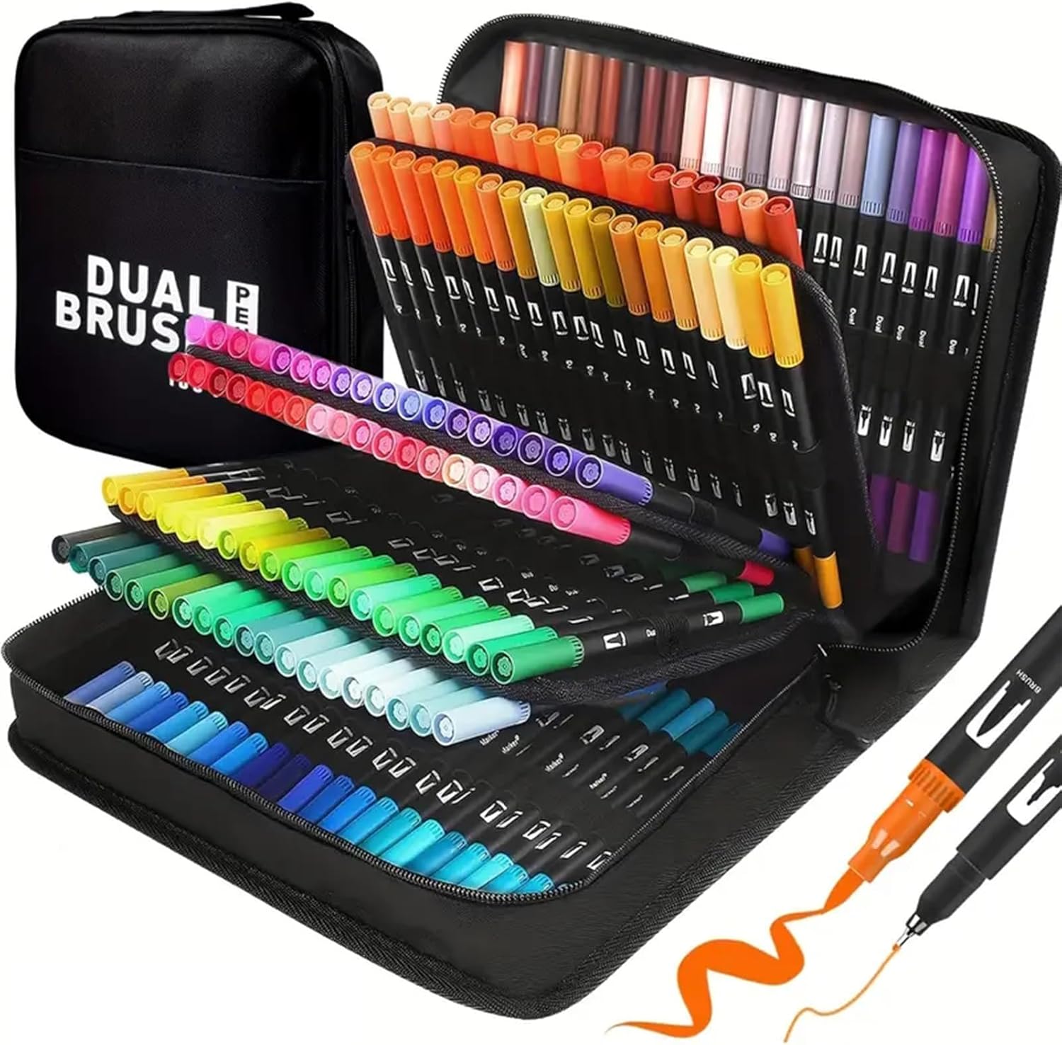 Dual Tip Brush and Fineliner Marker Set 168 Colors