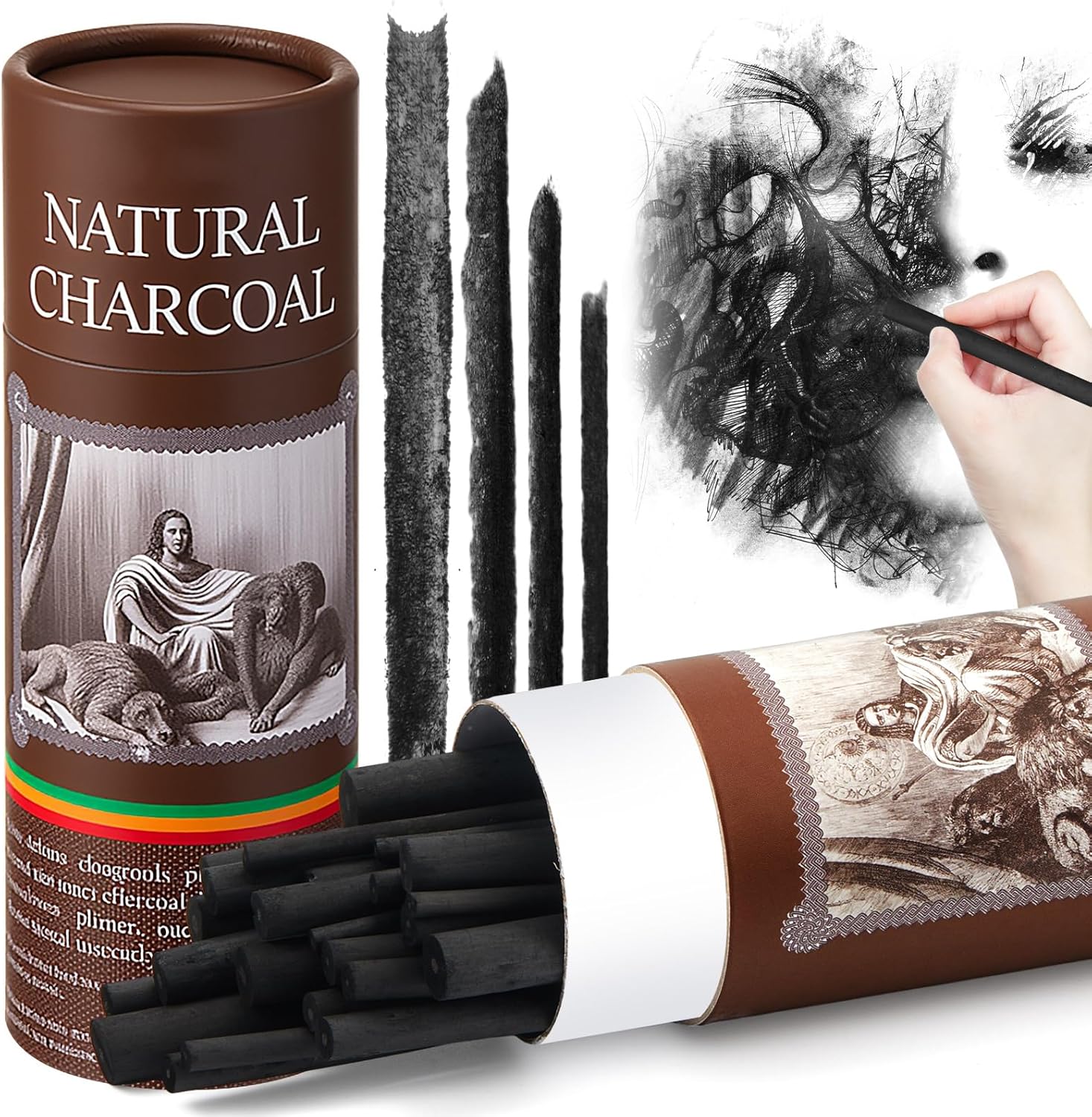 24 Piece Willow Charcoal Stick Drawing Set