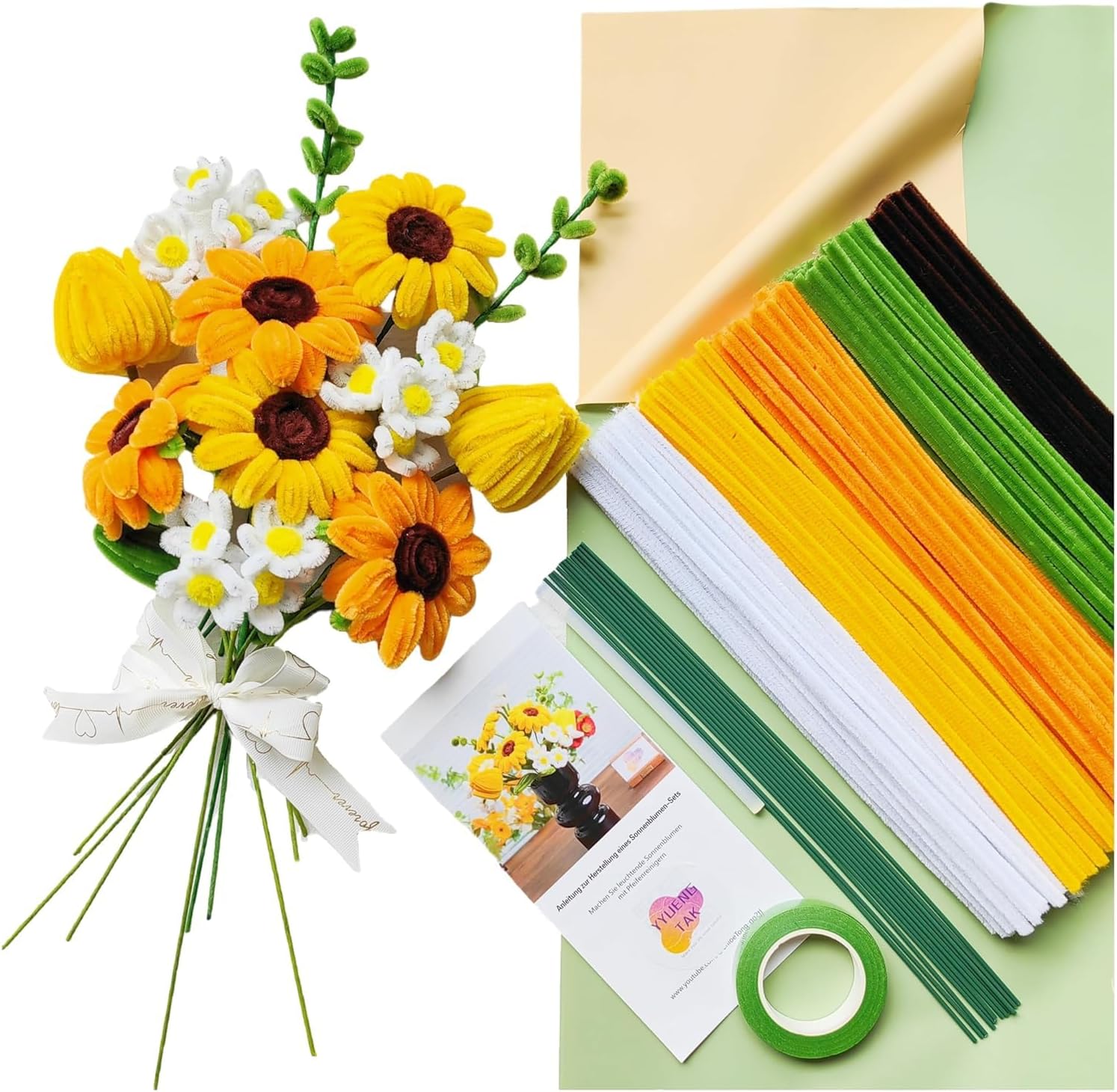 Pipe Cleaner Sunflower Craft Bouquet Kit 210 pcs