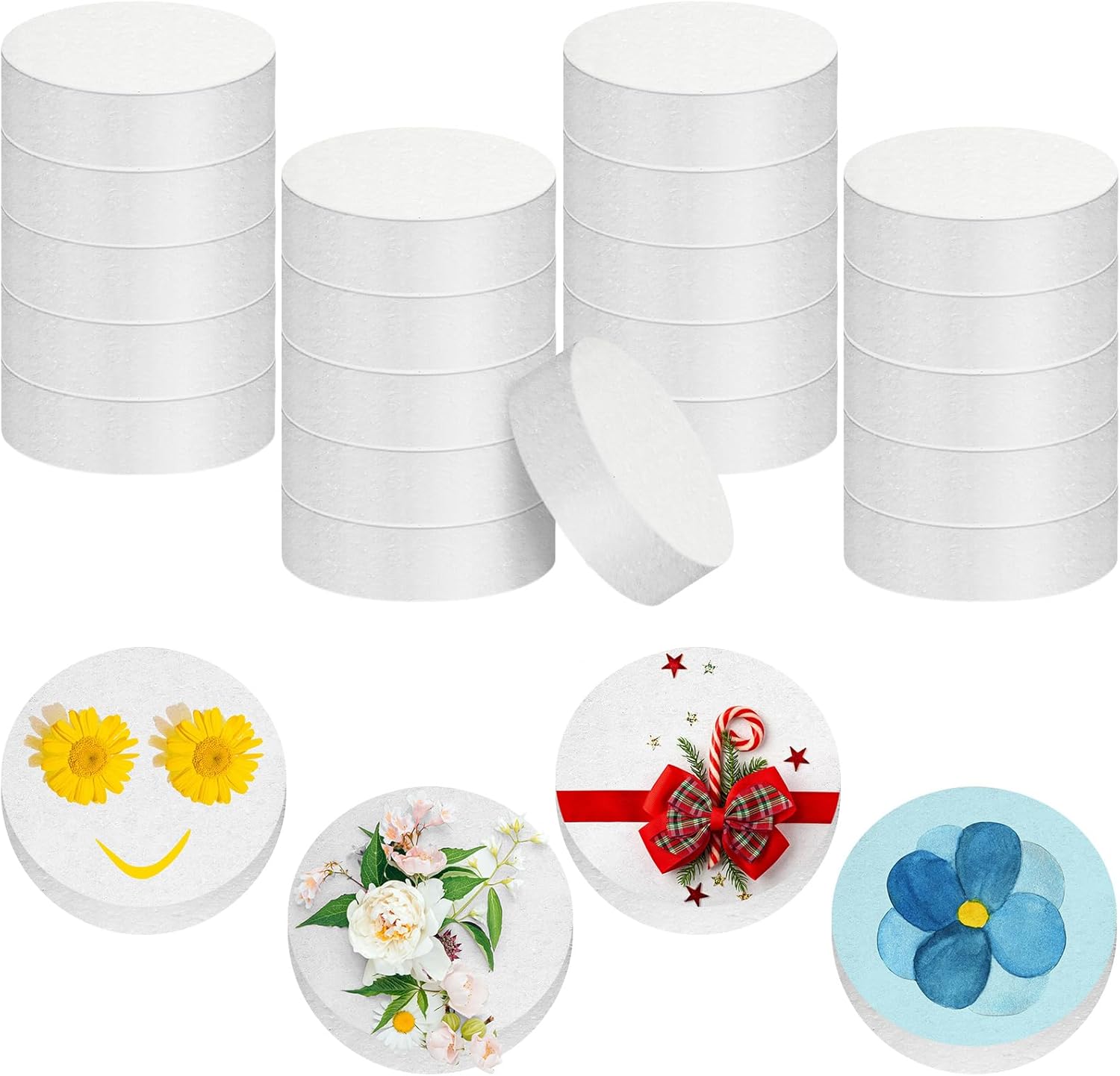 Polystyrene Foam Craft Discs 3x3x1 Inch (24 pcs)