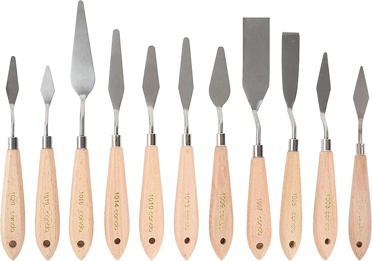 11 Piece Stainless Steel Palette Knife Set Wood Handle