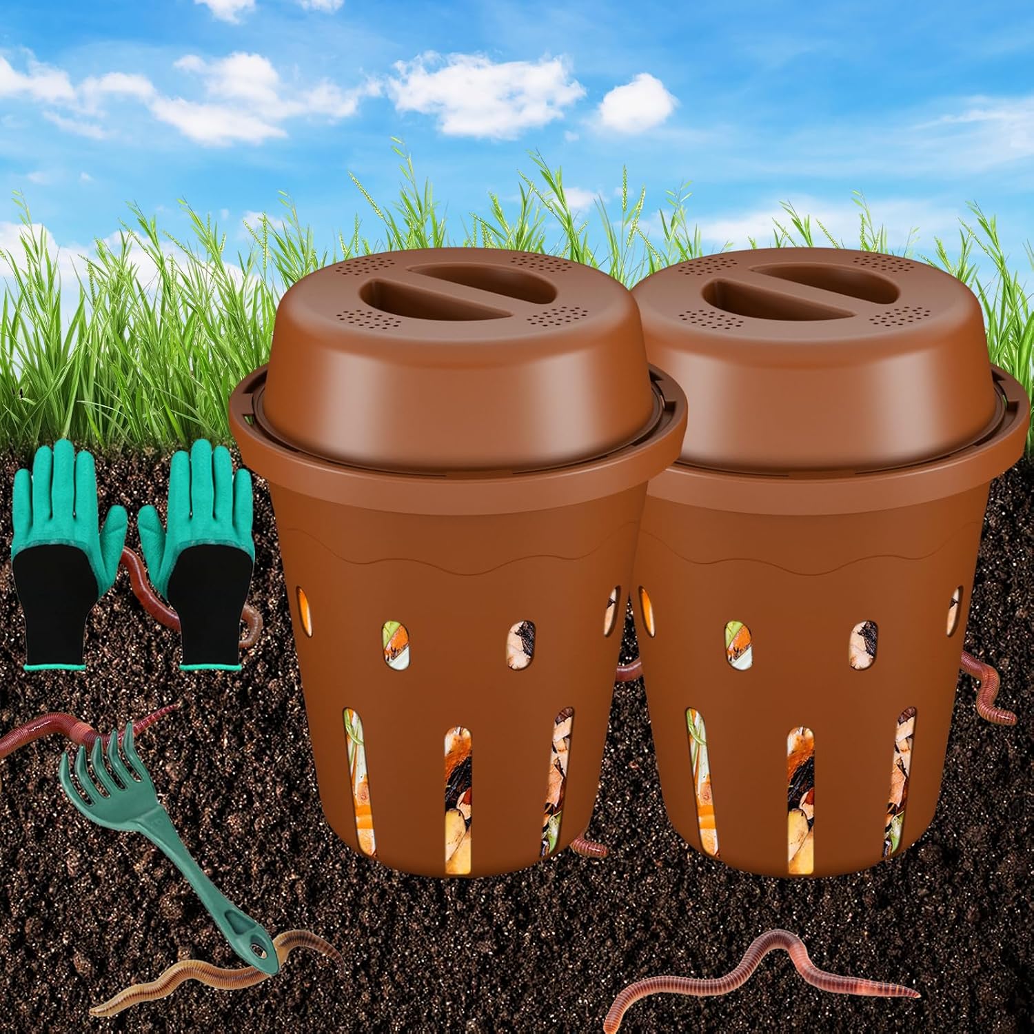 Inground Mini Worm Composting Bin for Garden Beds