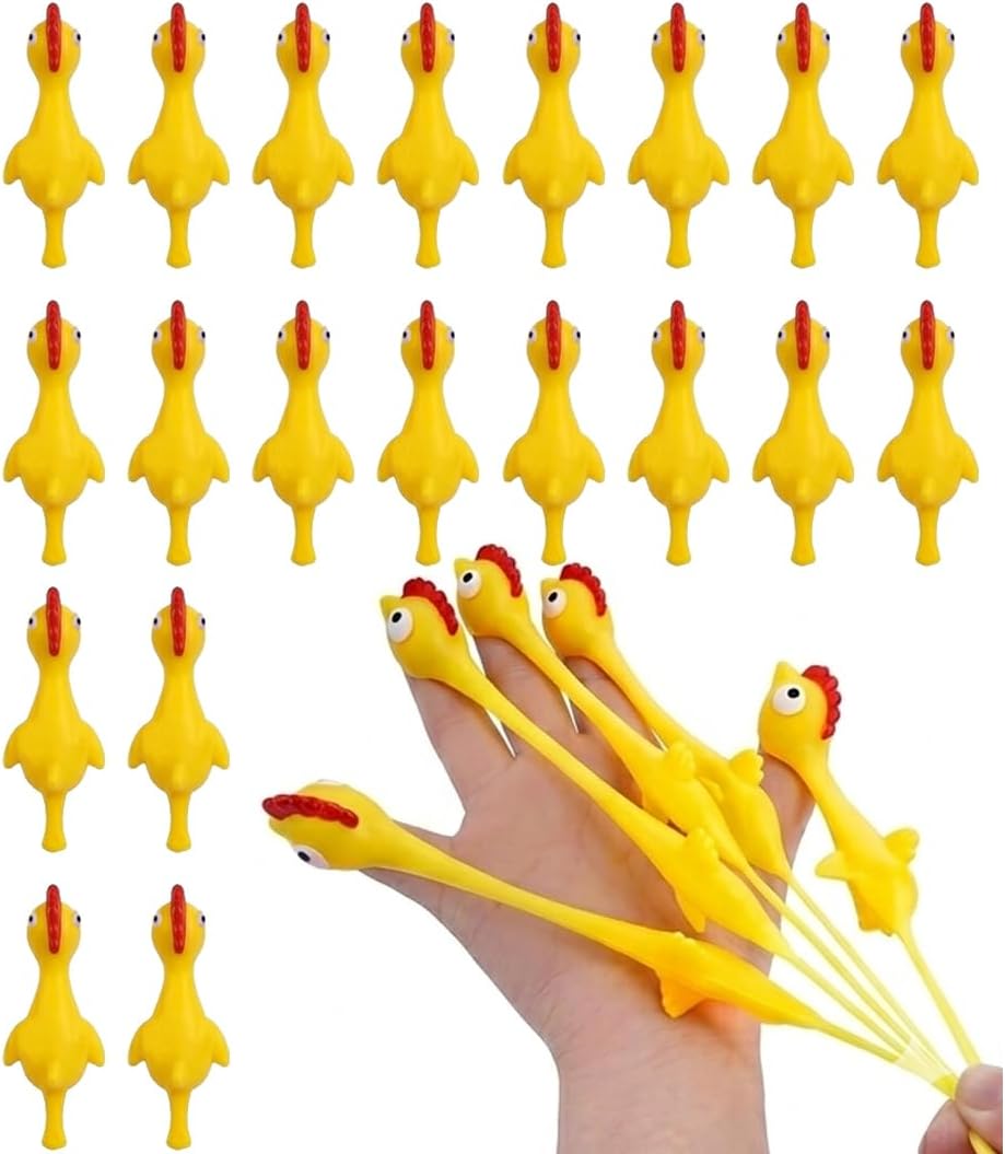 20 Pack Slingshot Rubber Chicken Flinging Toy Set
