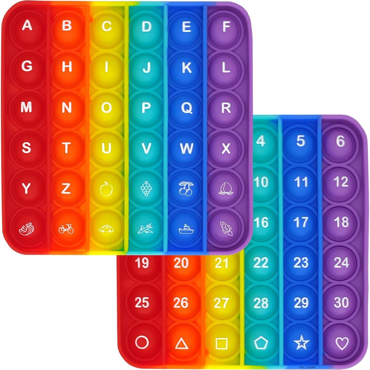 26 Letters & 1-30 Numbers & Motifs, 2-in-1 Sensory Fidget Educational Toy for Kids