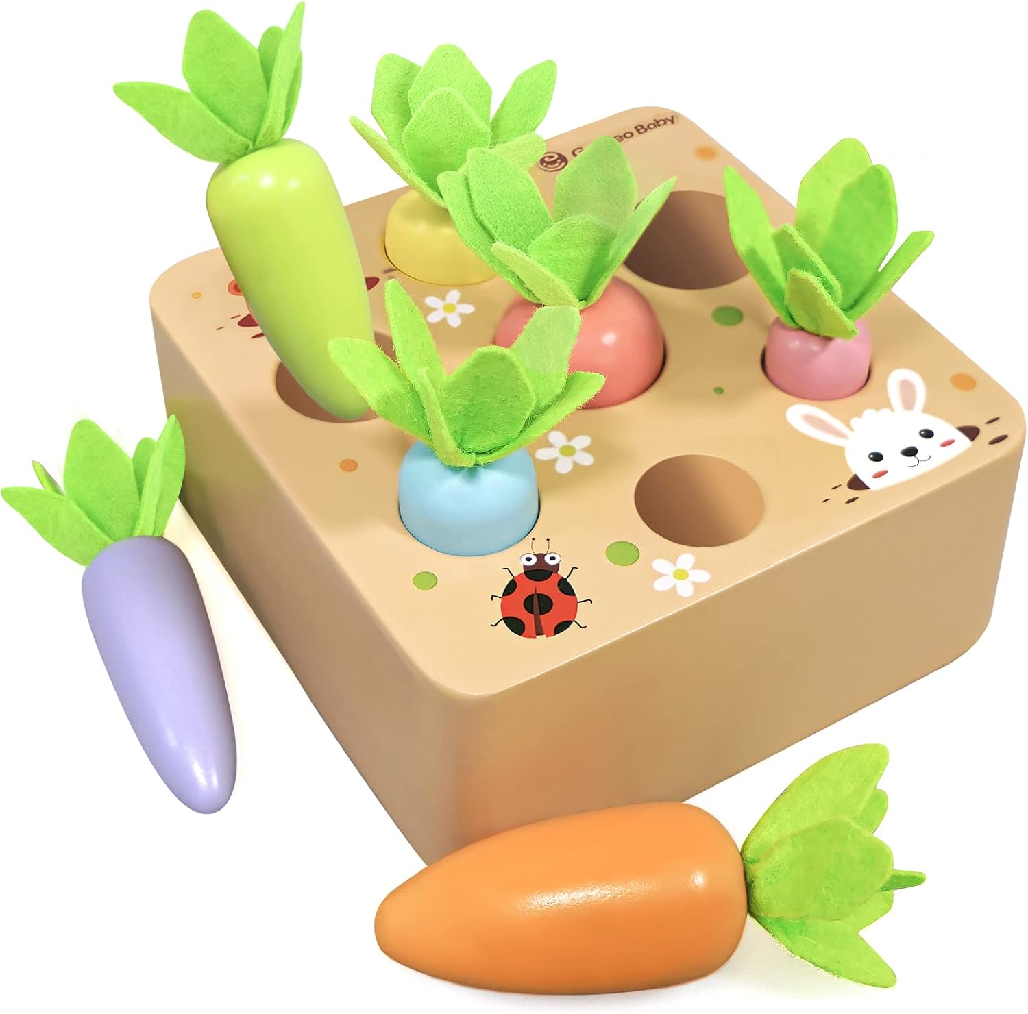 Wooden Carrot Harvest Sorting Toy for Toddlers