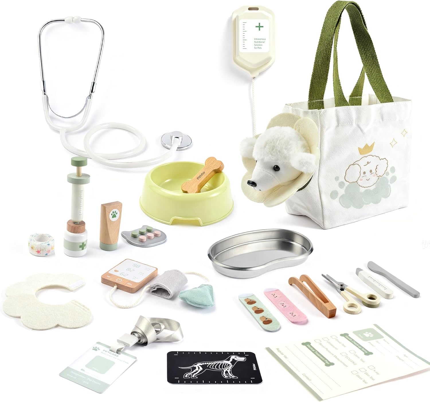 Wooden Veterinary Pretend Play Doctor Set for Kids