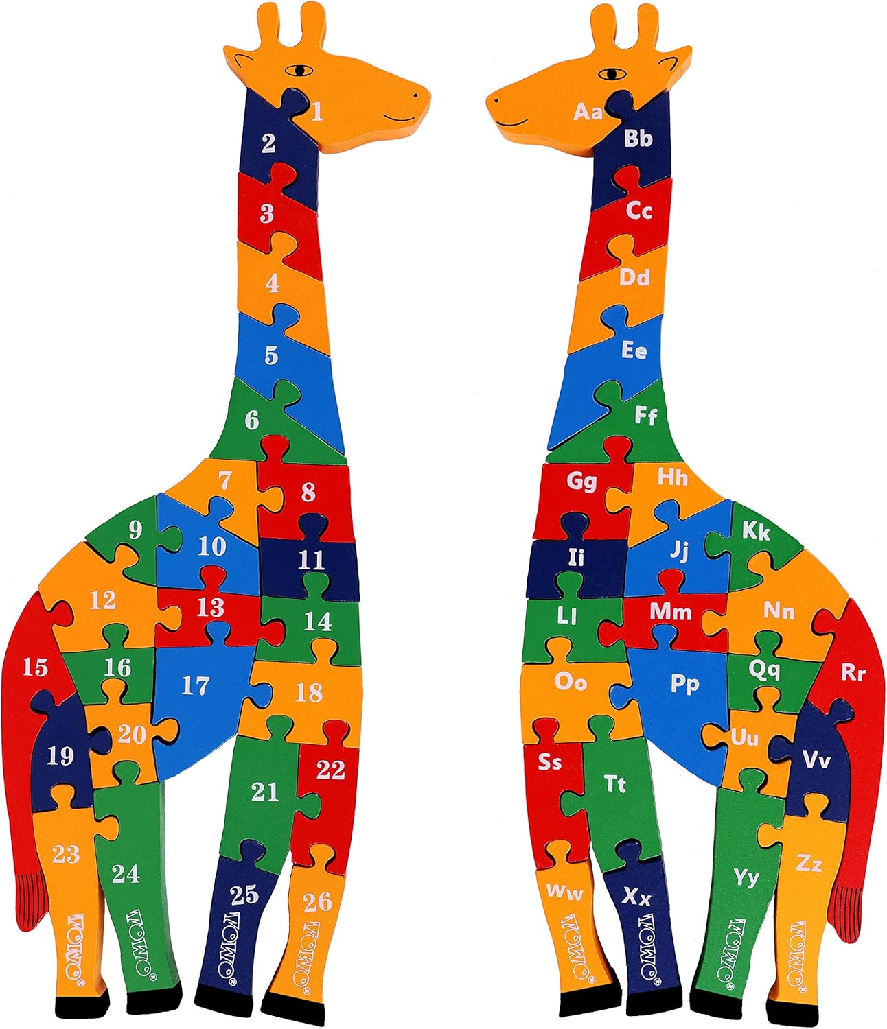 Wooden Giraffe Alphabet and Number Jigsaw Puzzle Blocks