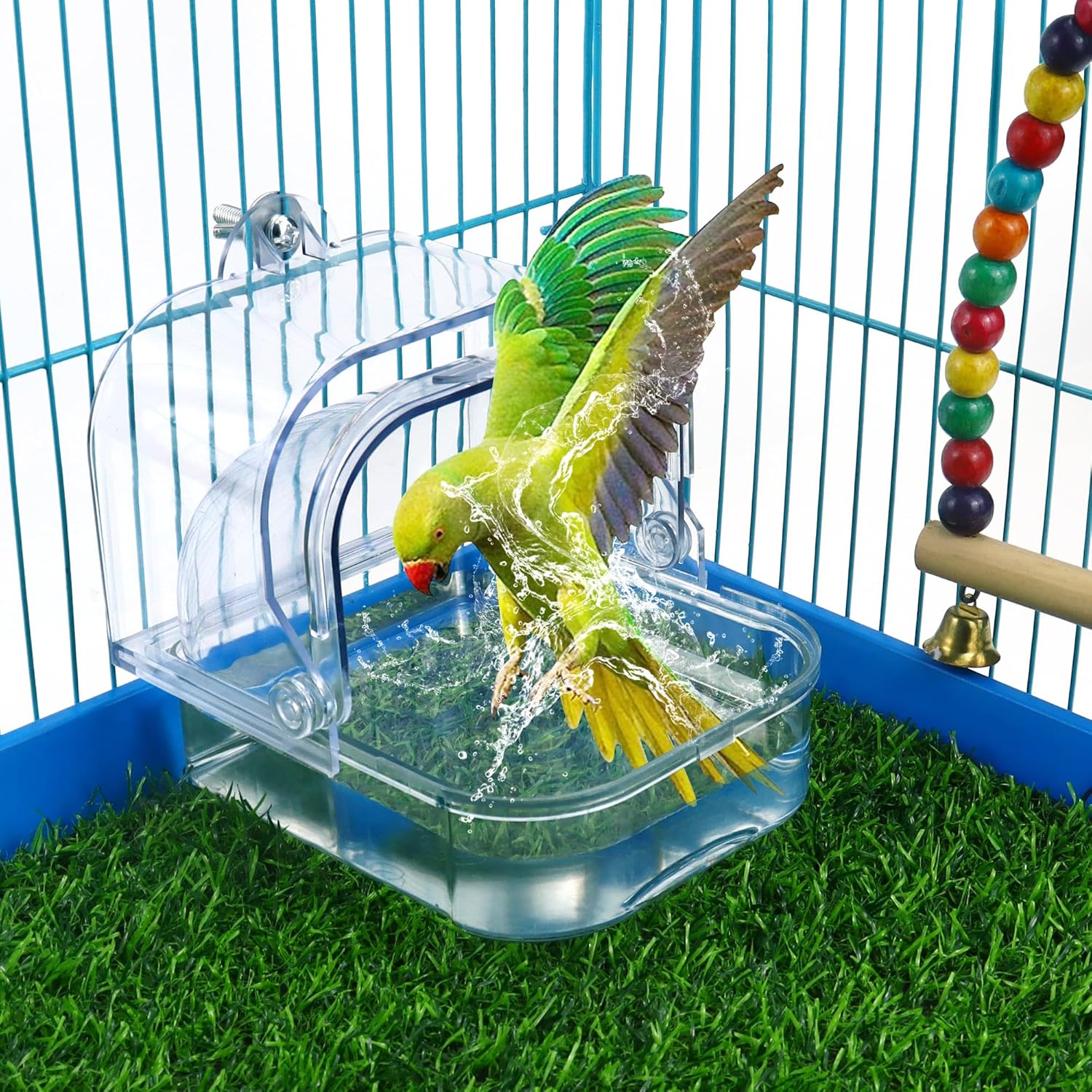 Bird Bath for Cage with Hanging Hooks and Drawer