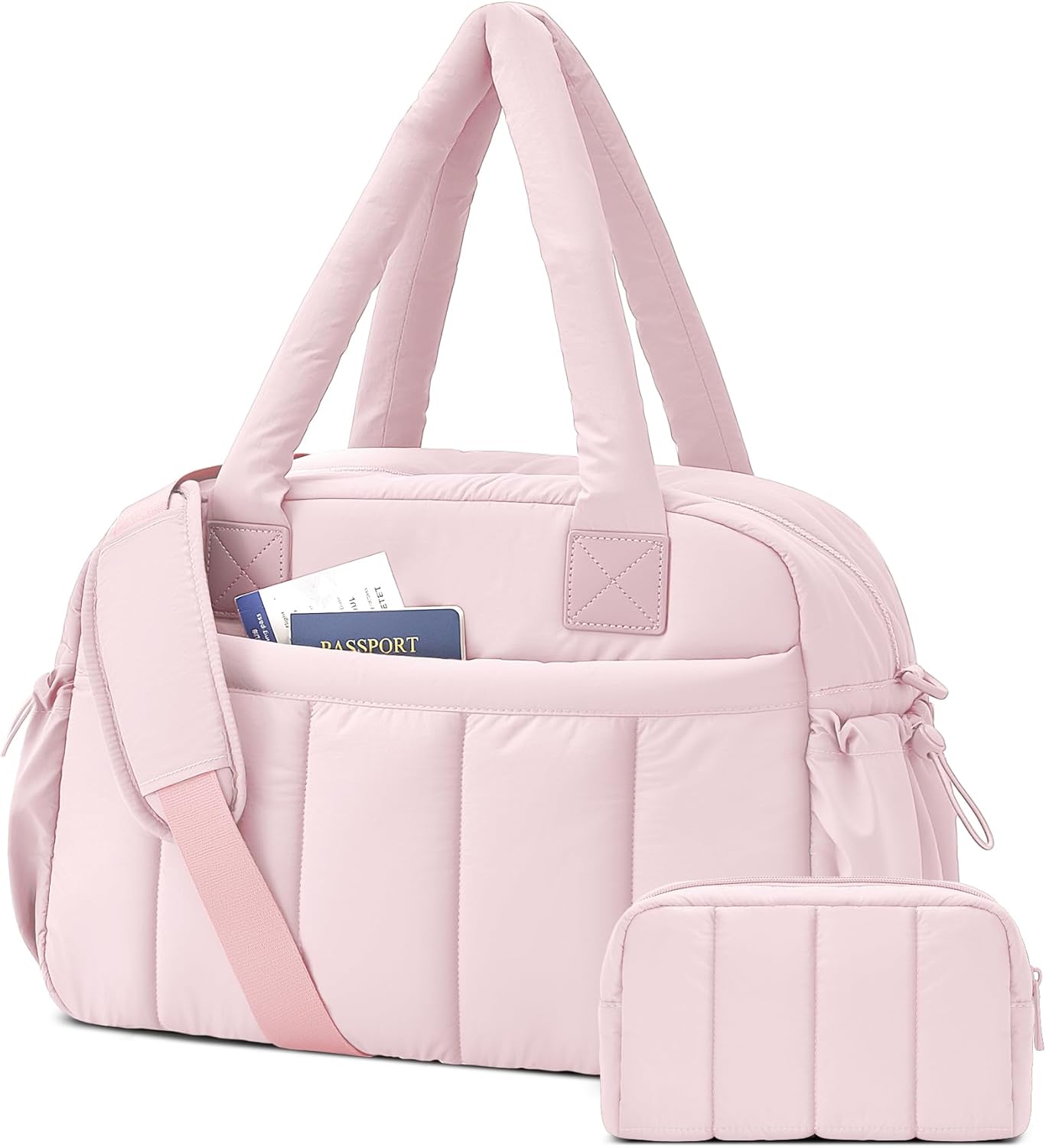 Lightweight Puffy Travel Duffel Bag with Toiletry Pouch