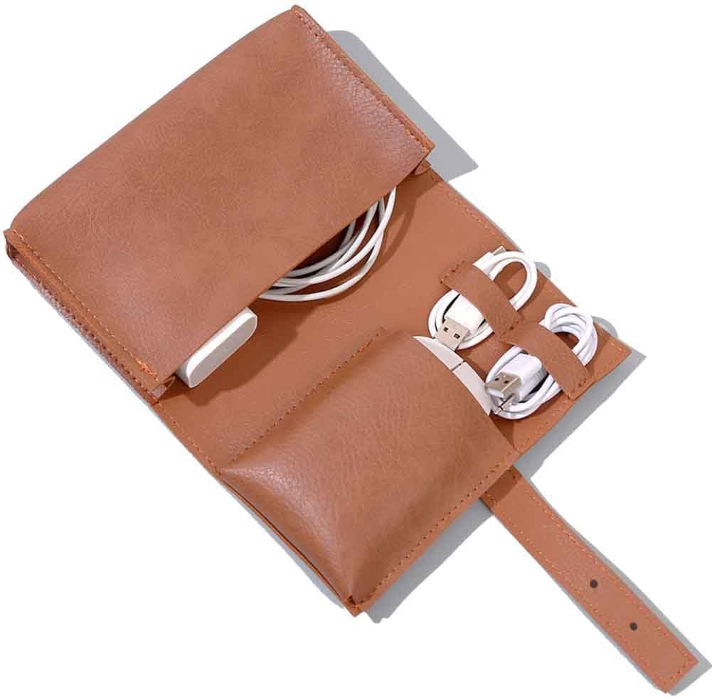 Vintage PU Leather Electronics Organizer Pouch