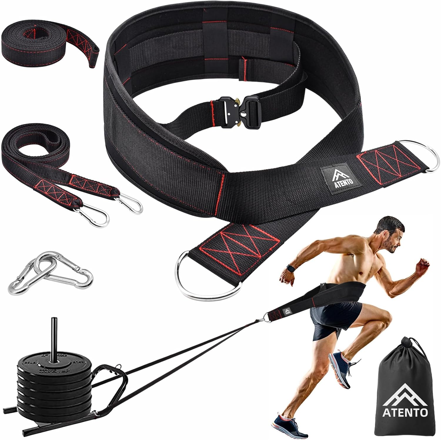 Adjustable Sled Pull Training Waist Belt with Straps and Hooks