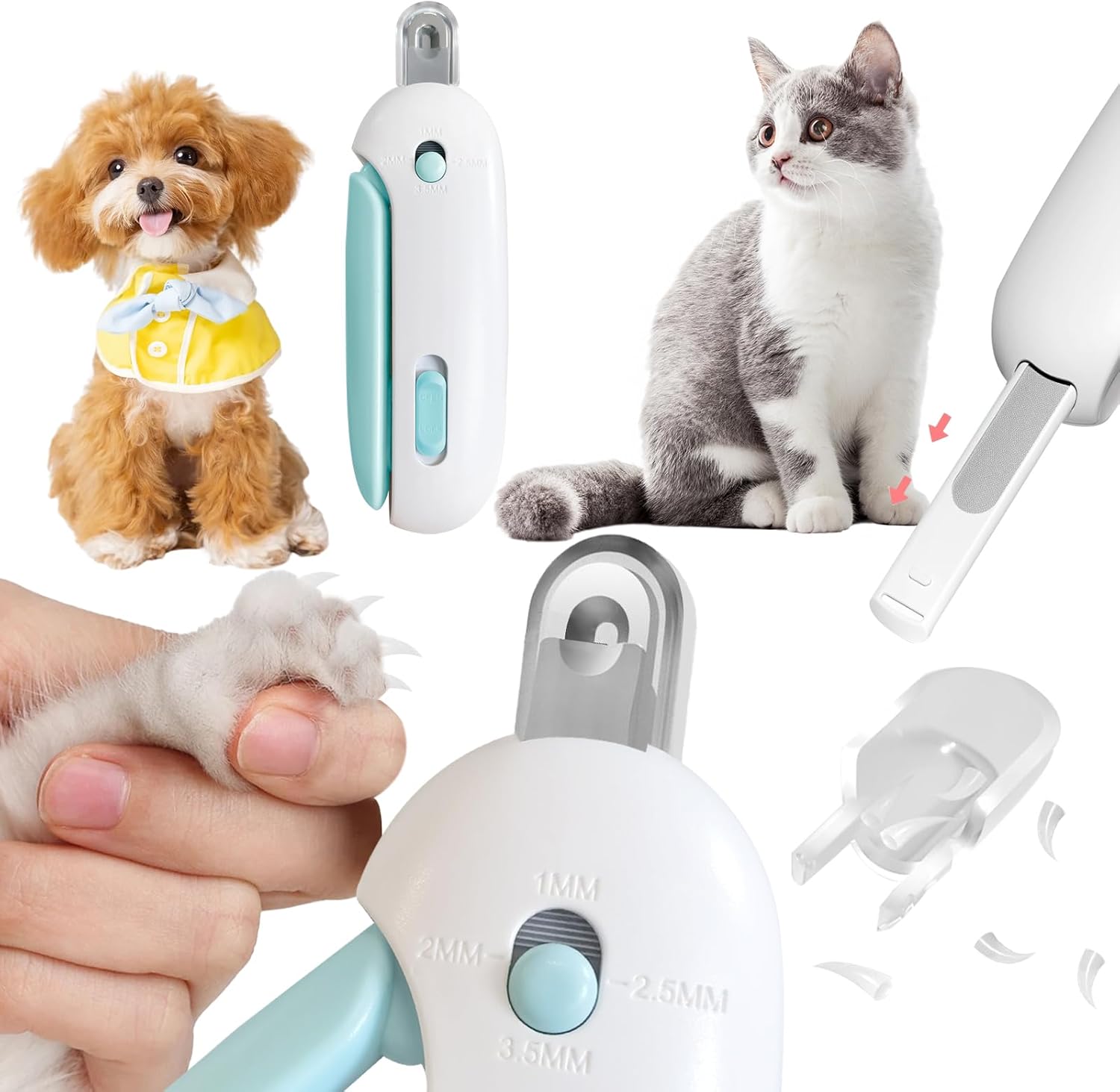 Cat Nail Clipper with Adjustable Safety Guard and Nail File