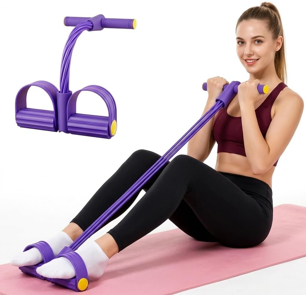 Pedal Resistance Band with Handles 6 Tubes Full Body Trainer