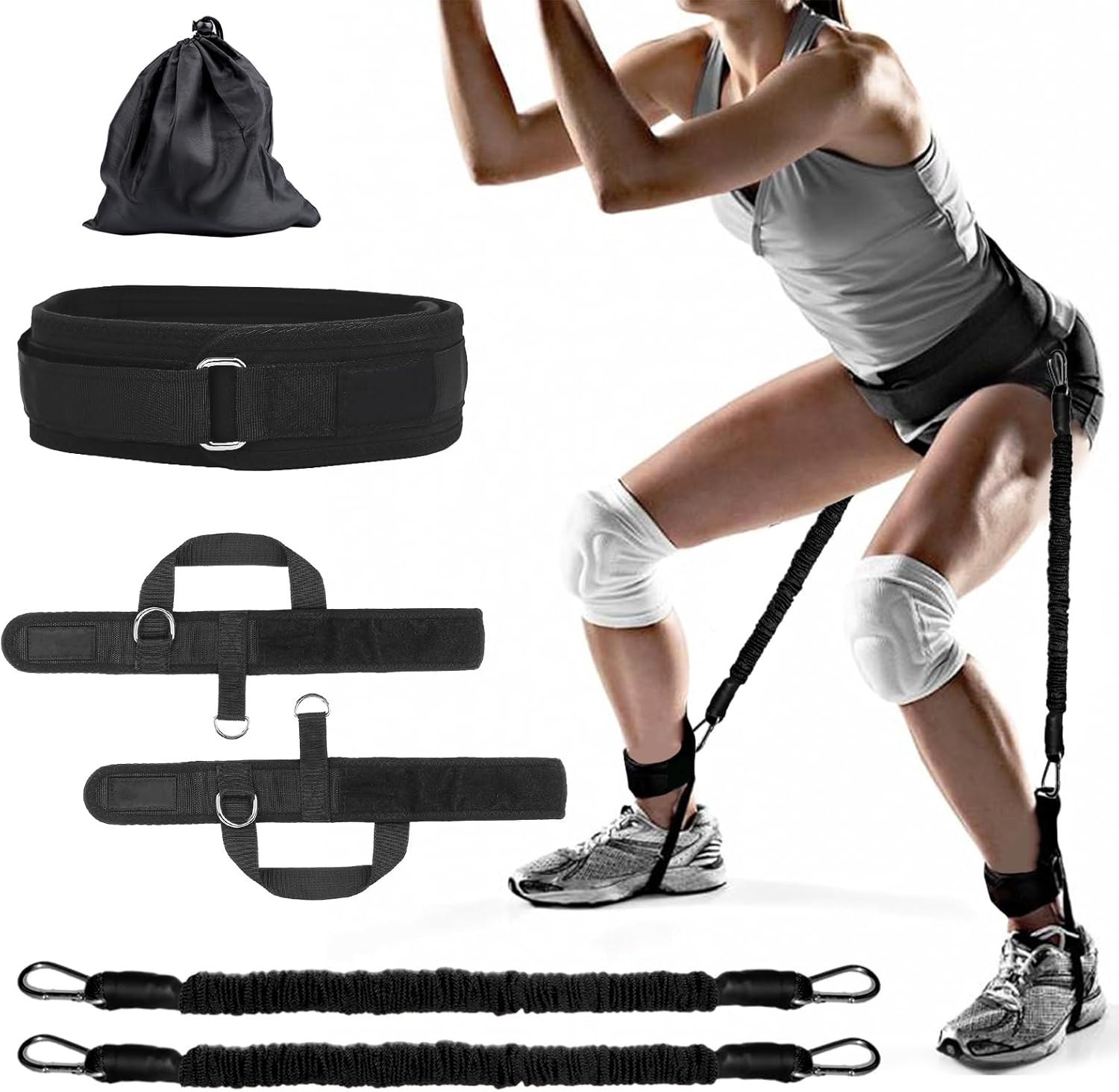 Vertical Jump Ankle Resistance Training Bands with Cuffs