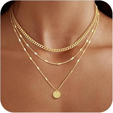 Gold Plated Layered Necklace Set for Women
