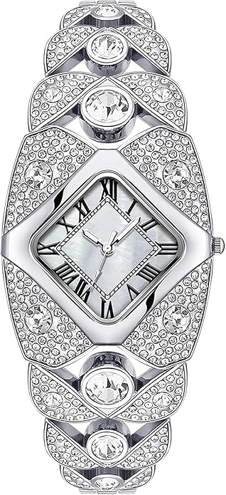Women's Square Rhinestone Roman Dial Quartz Dress Watch