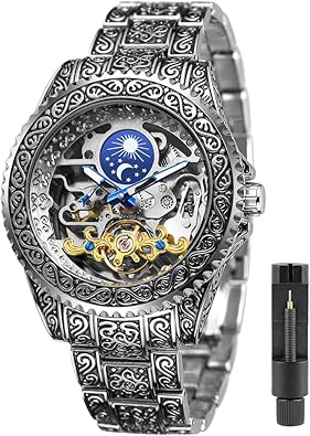 Automatic Mechanical Skeleton Moon Phase Men's Watch