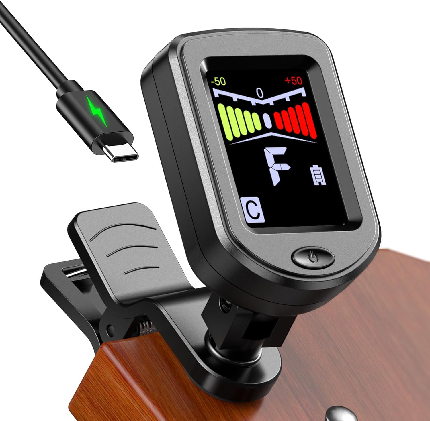 Clip-On Guitar Tuner Rechargeable Color Screen 360° Rotatable