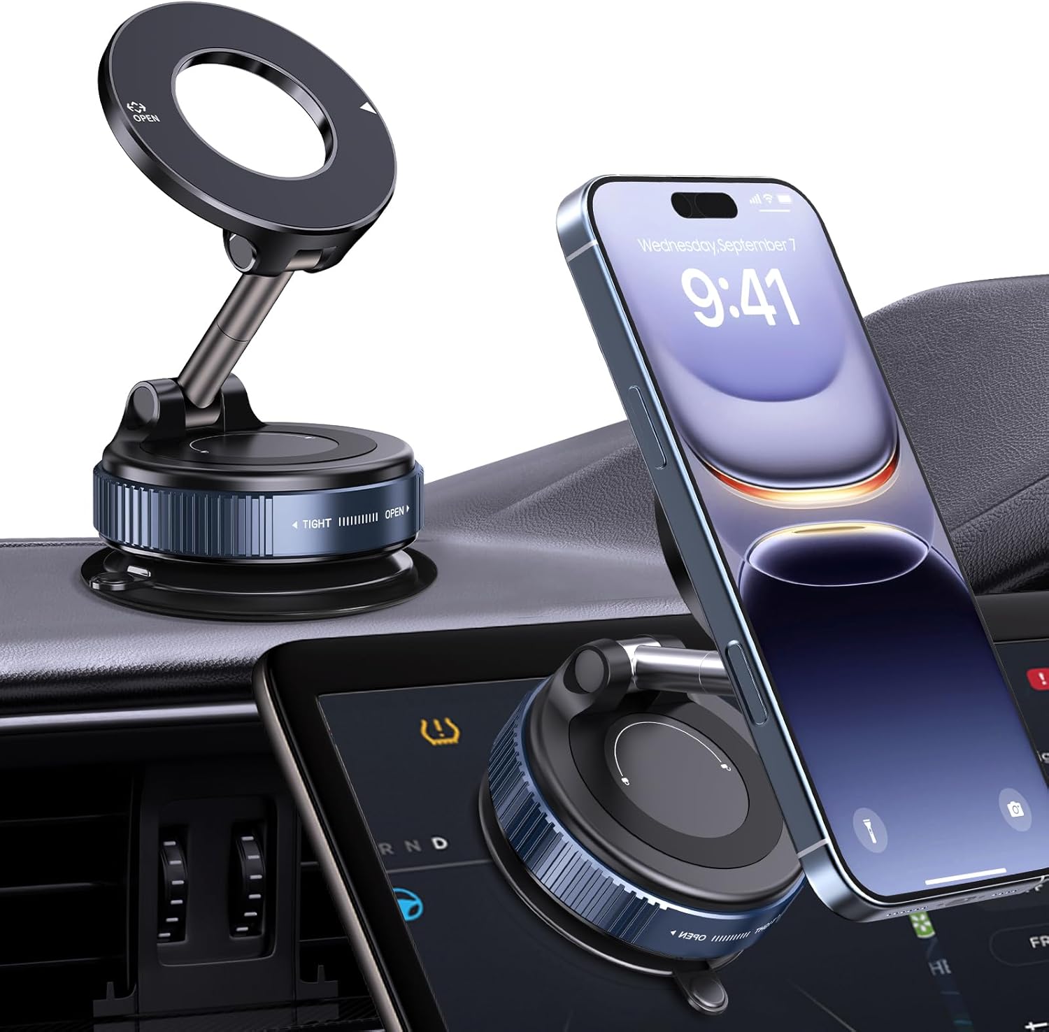 Vacuum Magnetic Car Phone Holder Foldable Suction Mount