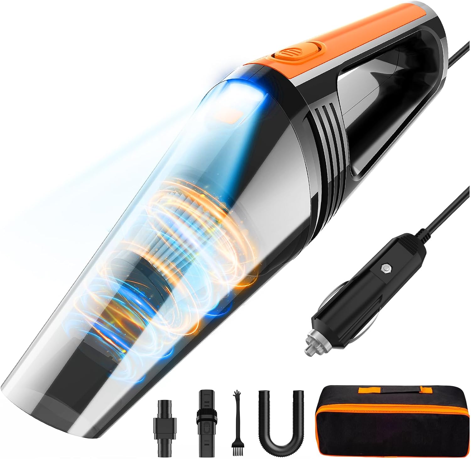 Portable 12V Car Vacuum Cleaner with LED Light