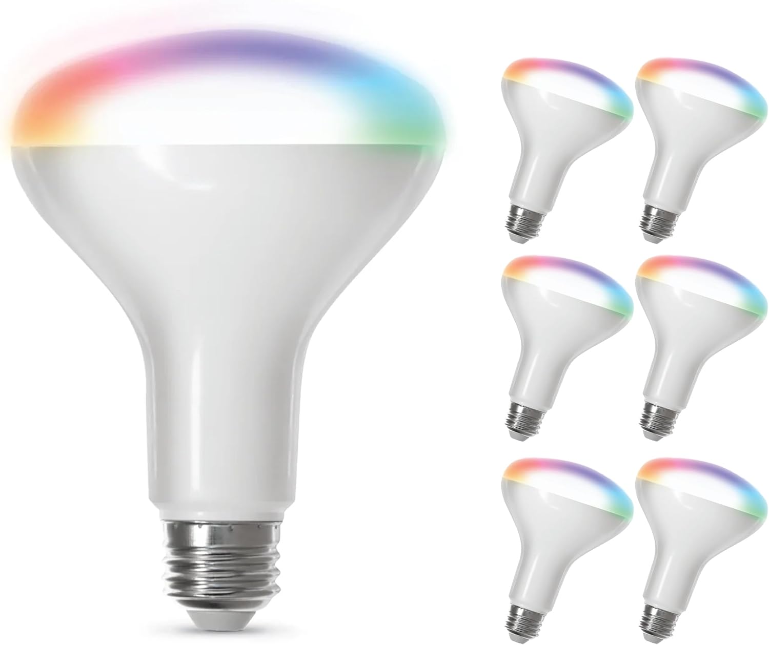 Smart LED BR30 Light Bulbs, Dimmable, Color Changing, 6 Pack