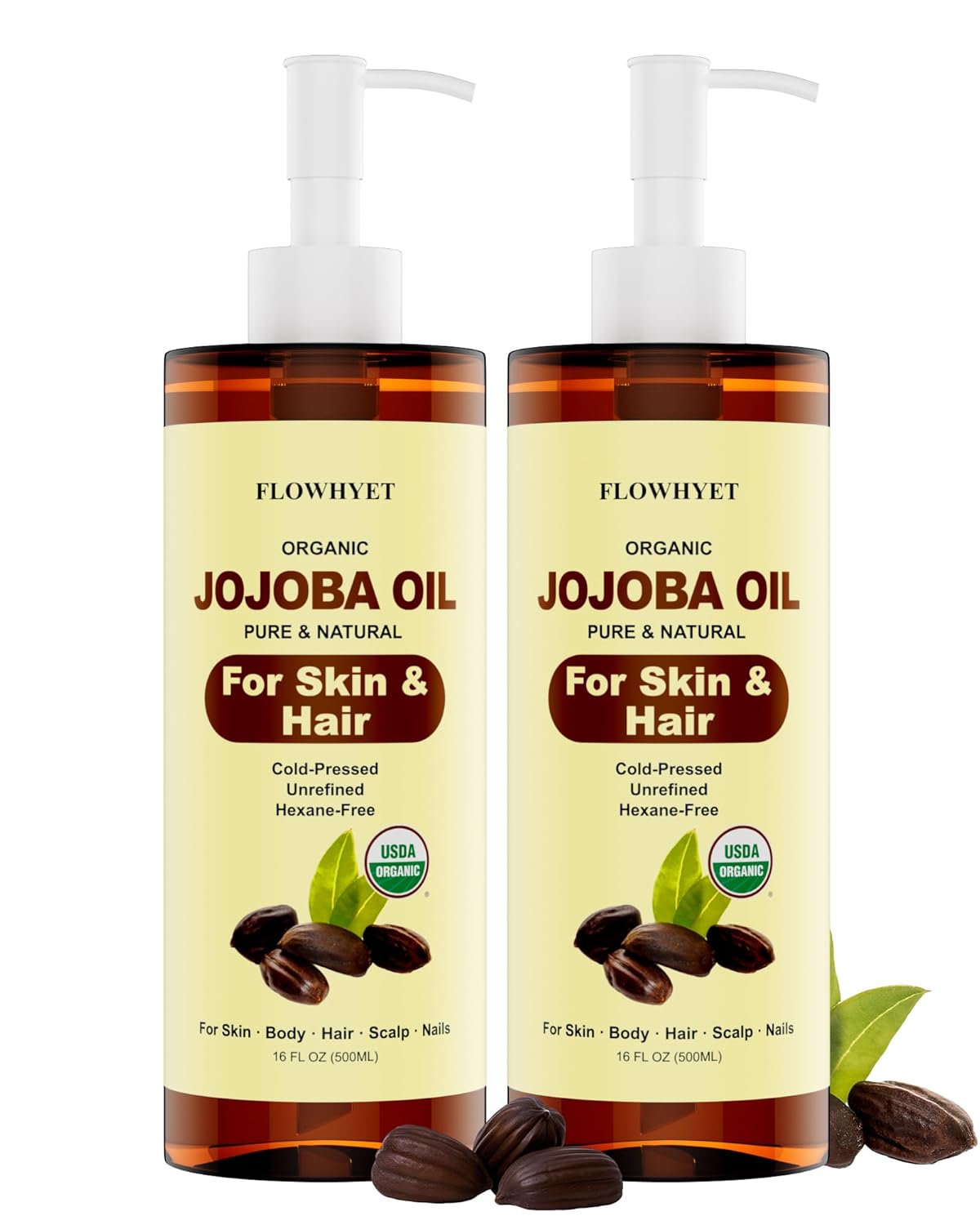 Organic Cold Pressed Jojoba Carrier Oil 2 x 16 fl oz