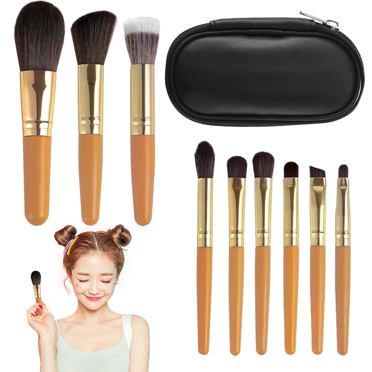 9 PCS Mini Makeup Brush Set with Storage Case