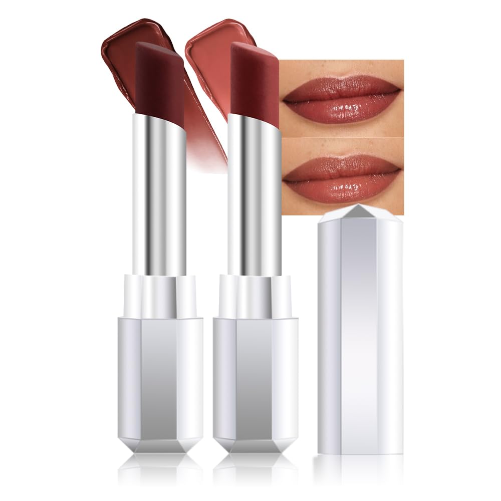 2Pcs Nude Brown Honey Lipstick Tinted Lip Balm