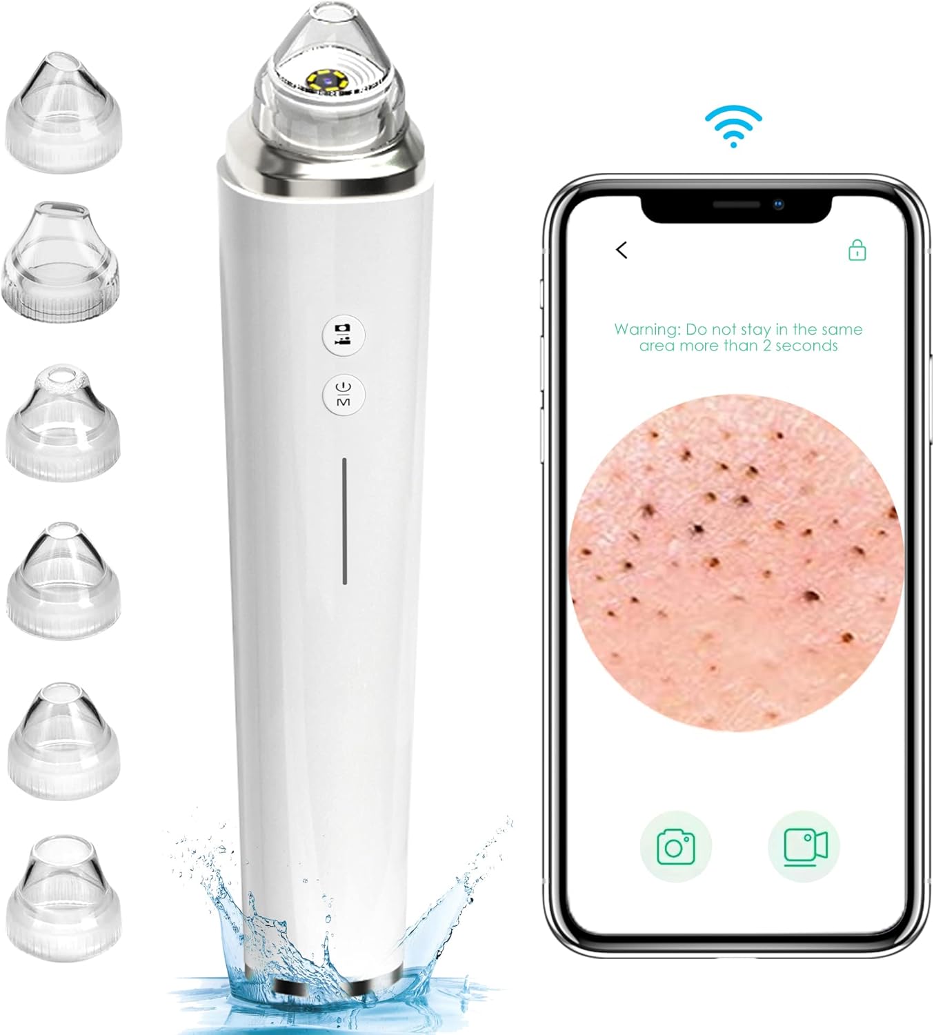 Blackhead removal pore vacuum with HD camera WiFi suction device