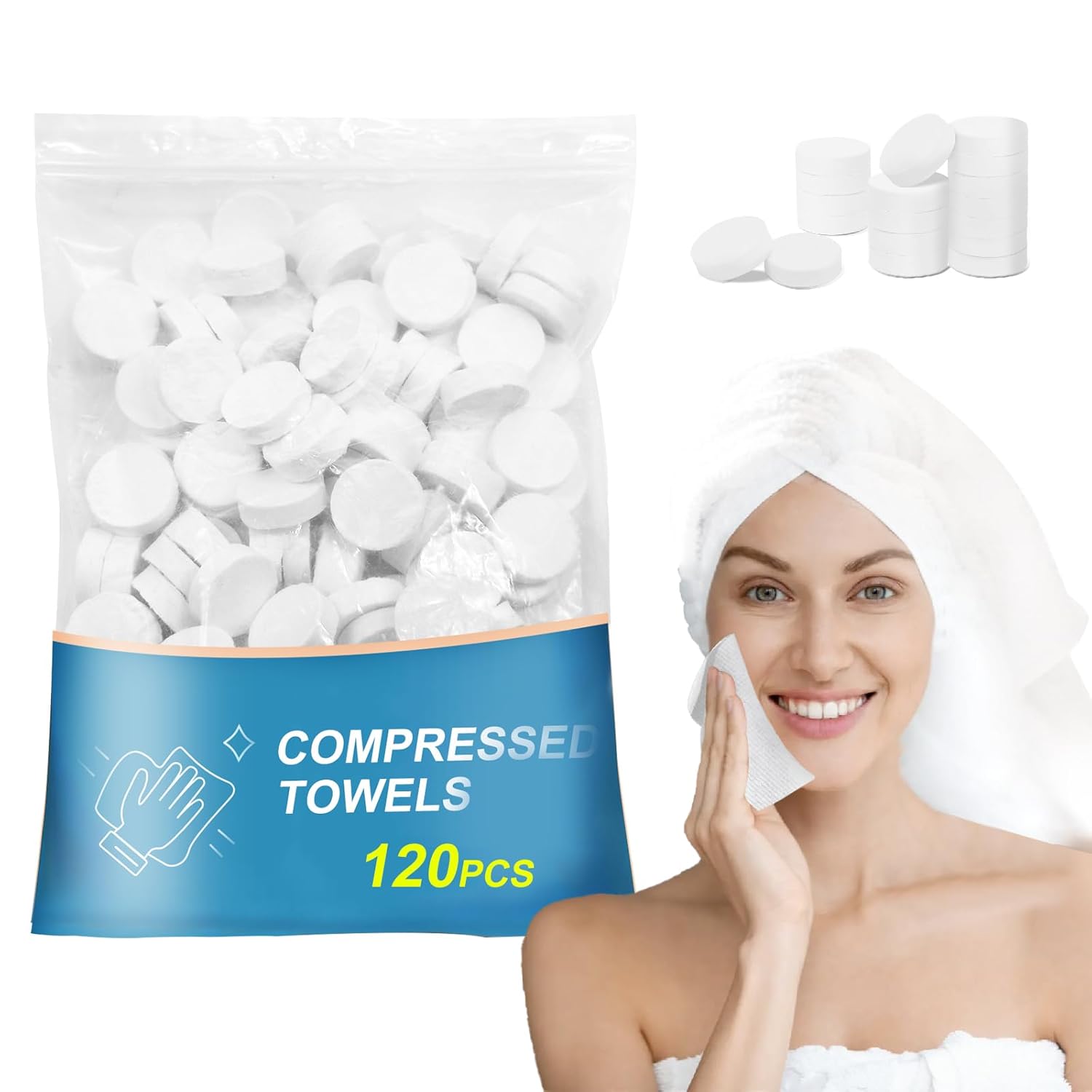Compressed disposable coin tissue travel towels 120 pcs
