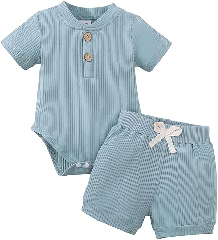 Newborn Boy Summer Short Sleeve Top and Shorts Set