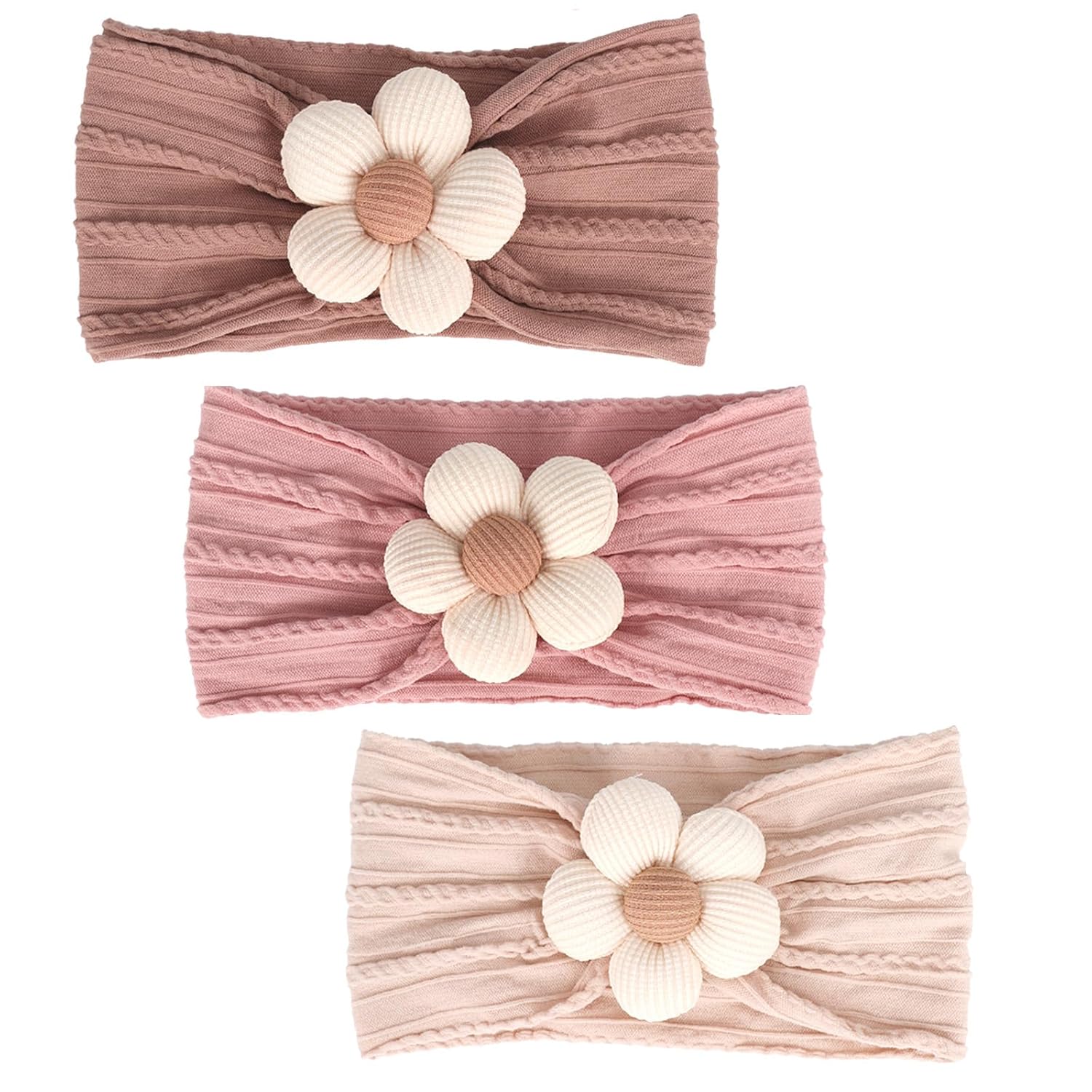 Baby Flower Nylon Headband Set 3 Pack