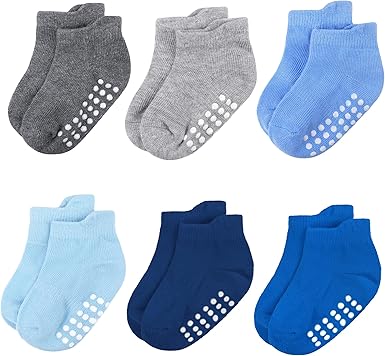 Baby Toddler Soft Cotton Non-Slip Ankle Socks - 6 Pairs