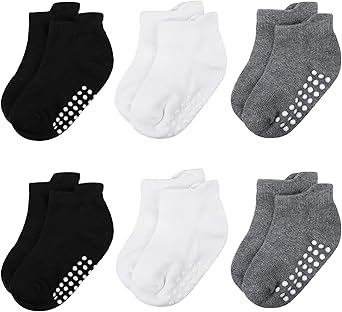 Baby Toddler Soft Cotton Non-Slip Ankle Socks - 6 Pairs