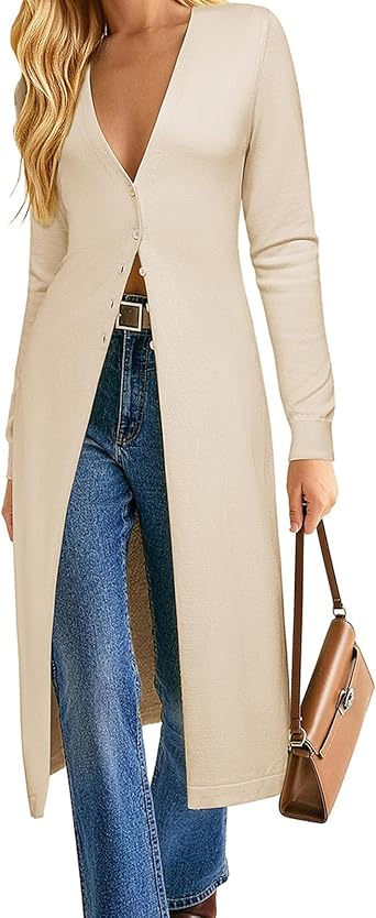 Women's Lightweight Knit Cardigan Duster Maxi Coat