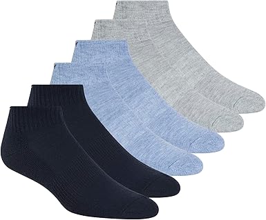 Mens 6 Pack Sport Cushion Quarter Crew Socks