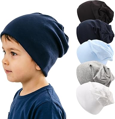 Unisex Baby Cotton Knit Beanie 5 Pack Soft Elastic Skull Cap