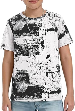 Kids Tie-Dye 3D Graphic Short Sleeve Crew Neck T-Shirt