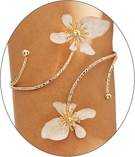Floral Adjustable Upper Arm Cuff Bracelet