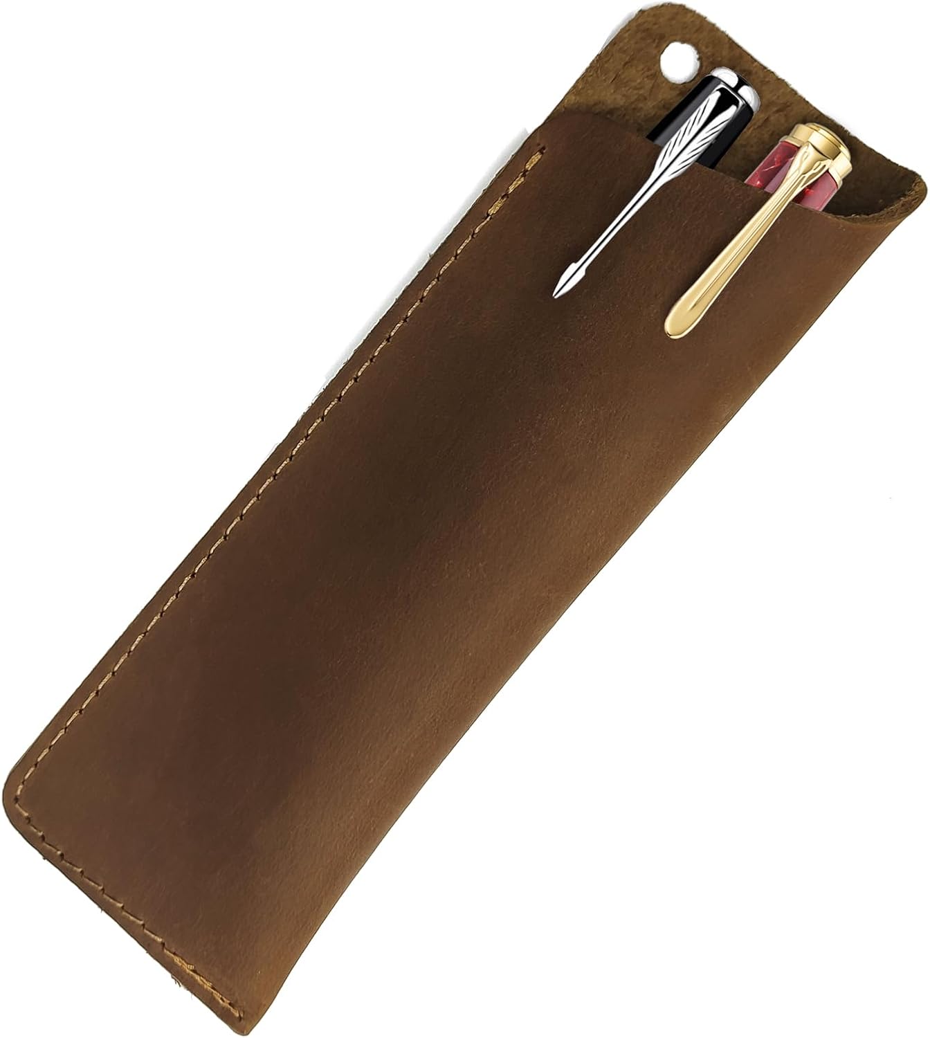 Leather Double Pen Holder Case
